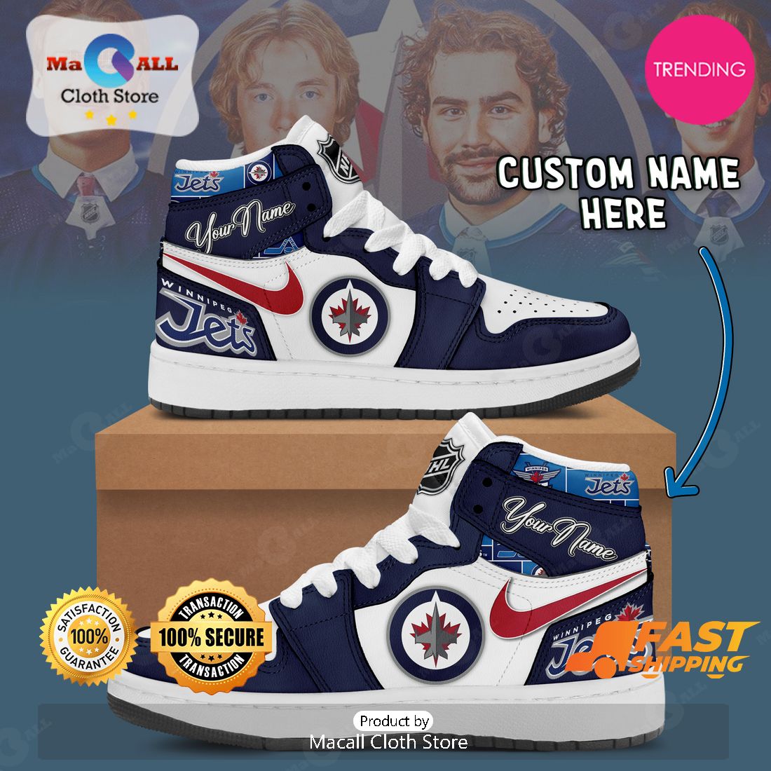 [LIMITED EDITION] Personalized Winnipeg Jets Gifts For NHL Fans Air Jordan High Top Sneaker