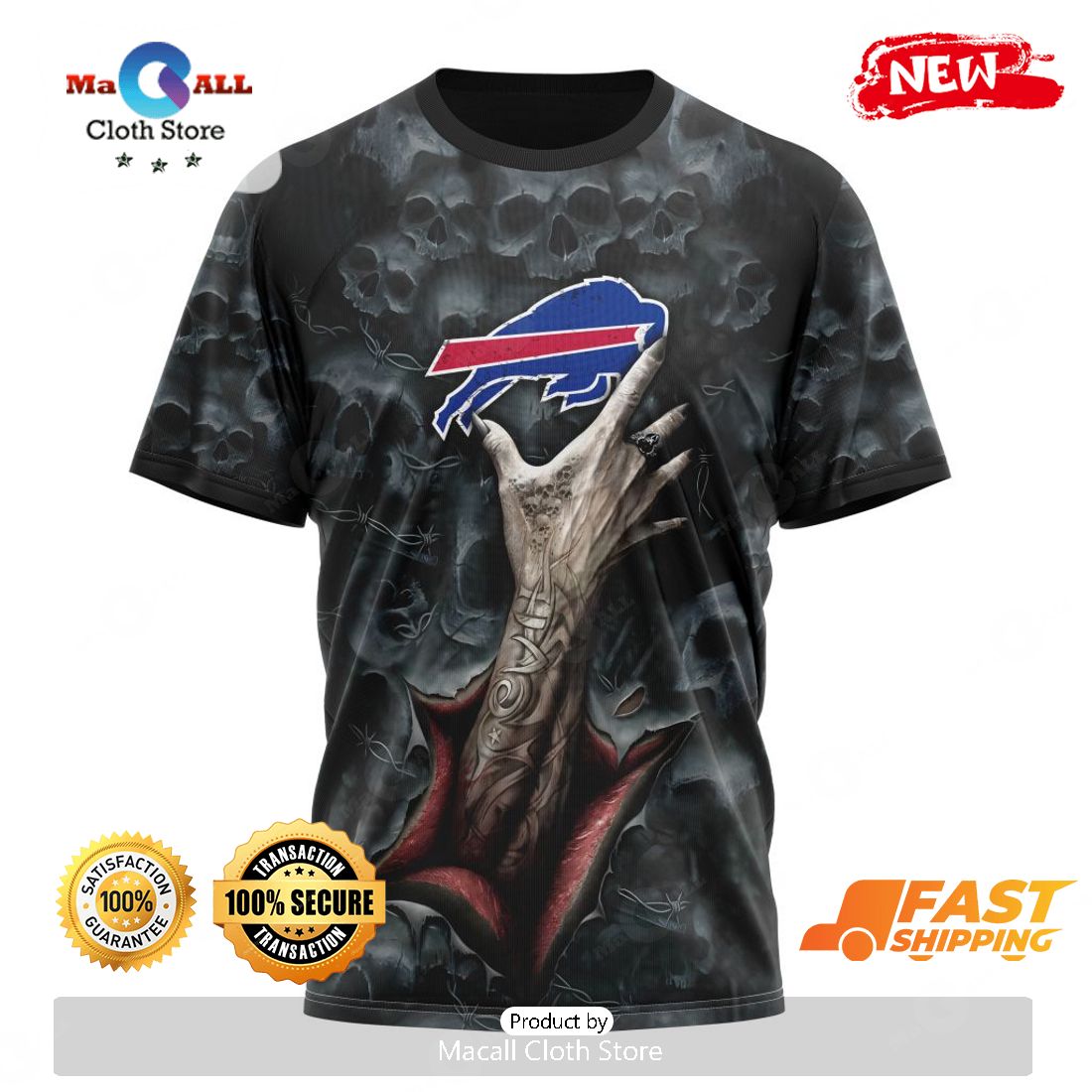 NEW] NFL Buffalo Bills Special Horror Skull Art Design Hoodie