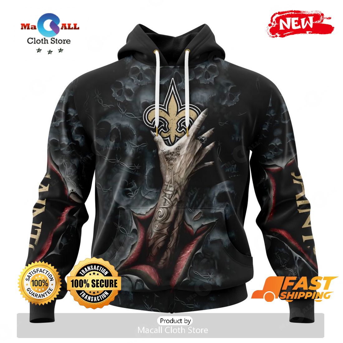 NFL New Orleans Saints 3D Hoodie Skull Pattern Specialized For Dia De  Muertos - The Clothes You'll Ever Need