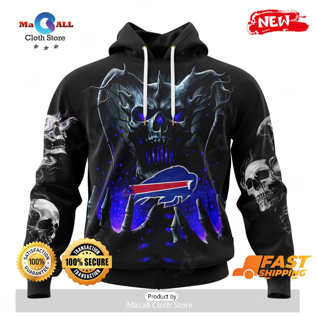 HOT NFL Personalized Buffalo Bills Special Skull Art Design Hoodie Sweatshirt 3D HOT NFL Personalized Buffalo Bills Special Skull Art Design Hoodie Sweatshirt 3D