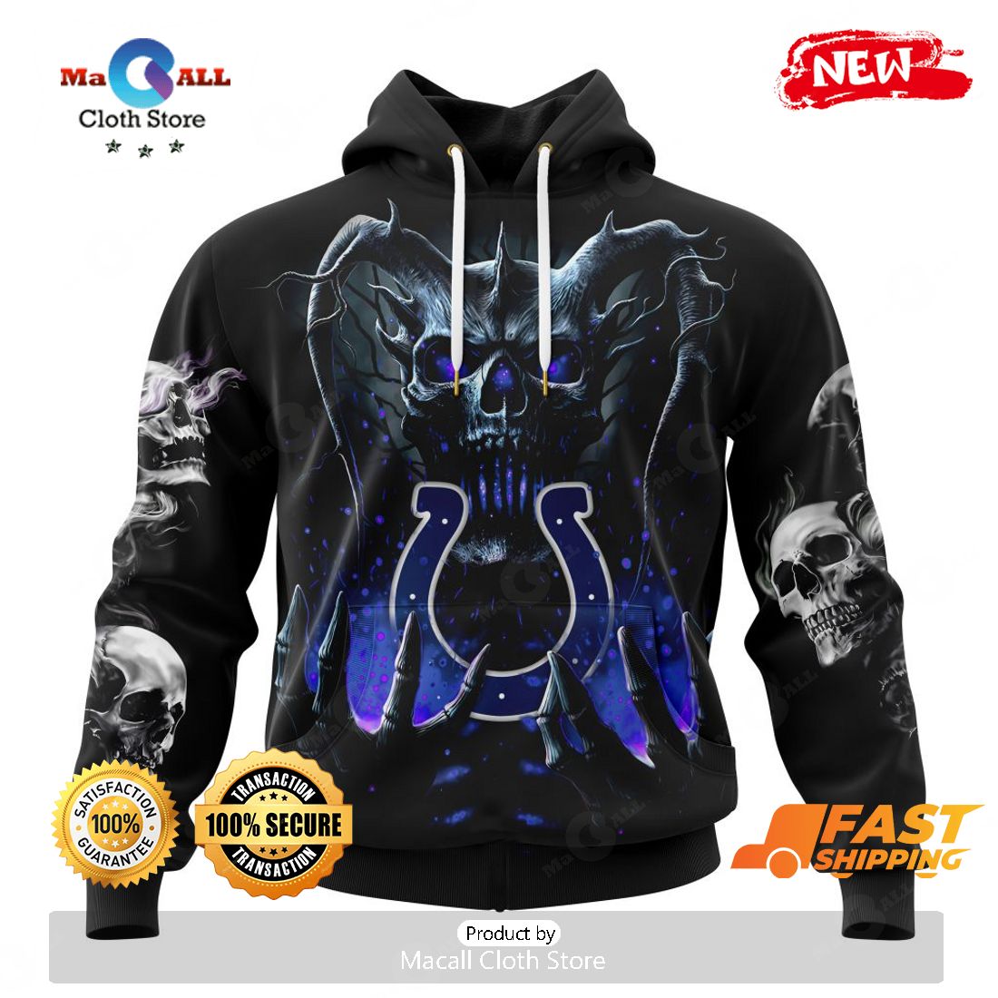 HOT NFL Personalized Indianapolis Colts Special Skull Art Design Hoodie Sweatshirt 3D HOT NFL Personalized Indianapolis Colts Special Skull Art Design Hoodie Sweatshirt 3D