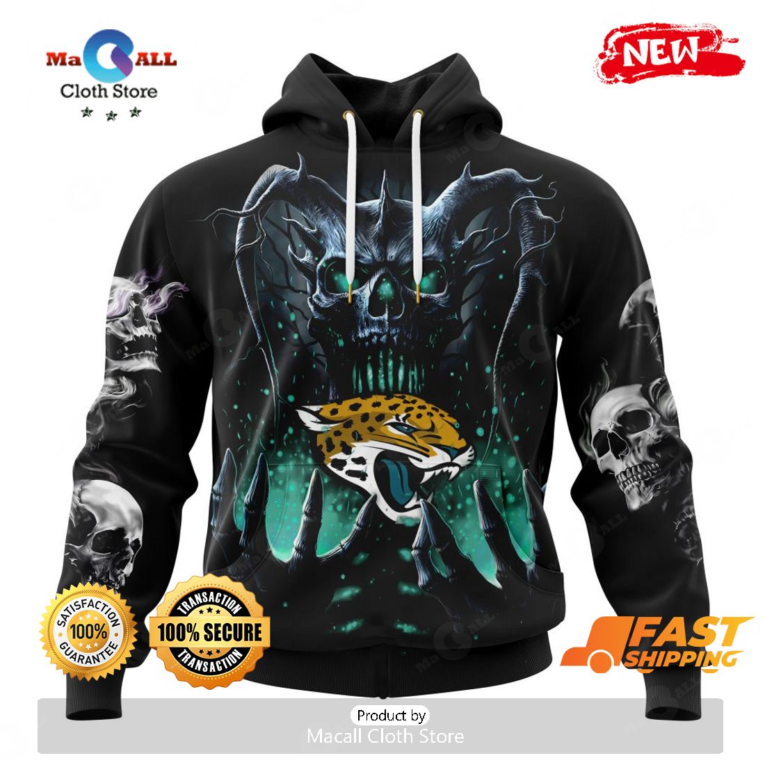 HOT NFL Personalized Jacksonville Jaguars Special Skull Art Design Hoodie Sweatshirt 3D HOT NFL Personalized Jacksonville Jaguars Special Skull Art Design Hoodie Sweatshirt 3D