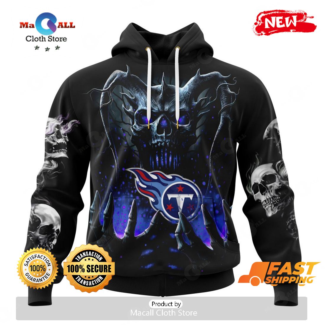 HOT NFL Personalized Tennessee Titans Special Skull Art Design Hoodie Sweatshirt 3D HOT NFL Personalized Tennessee Titans Special Skull Art Design Hoodie Sweatshirt 3D