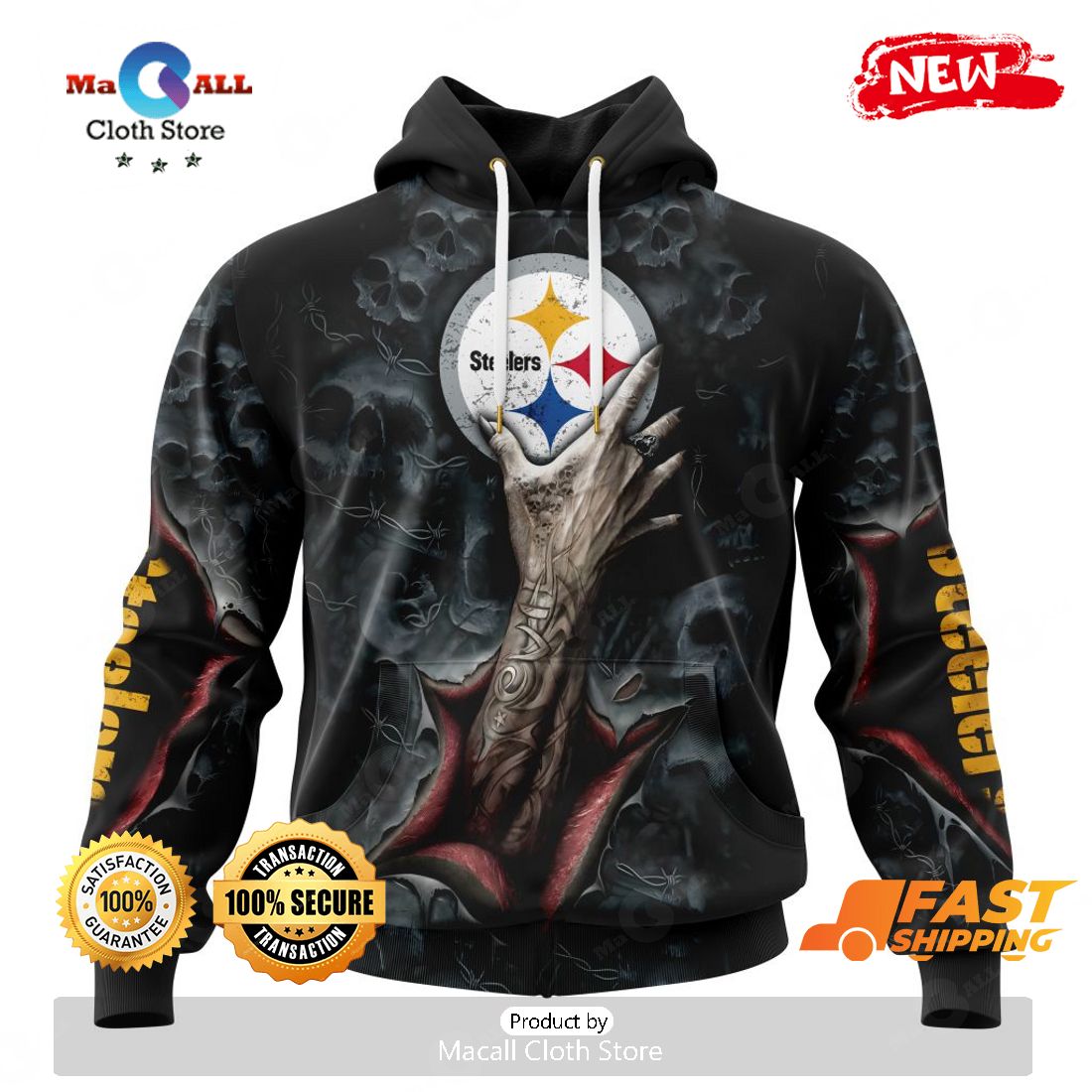 HOT NFL Pittsburgh Steelers Special Horror Skull Art Design Hoodie Sweatshirt 3D HOT NFL Pittsburgh Steelers Special Horror Skull Art Design Hoodie Sweatshirt 3D