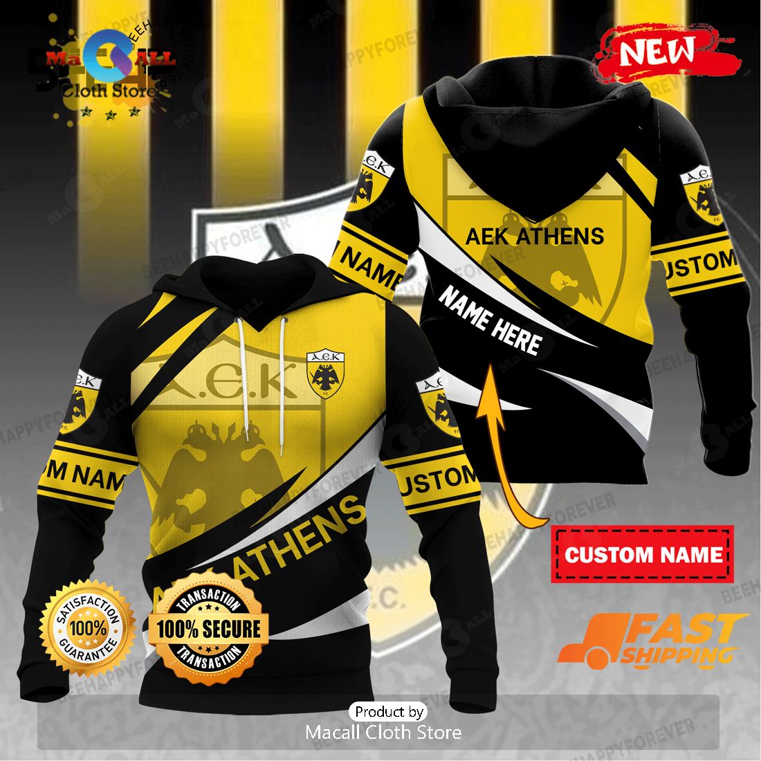 HOT Personalized Name Aek Athens Sports Hoodie Sweatshirt 3D HOT Personalized Name Aek Athens Sports Hoodie Sweatshirt 3D