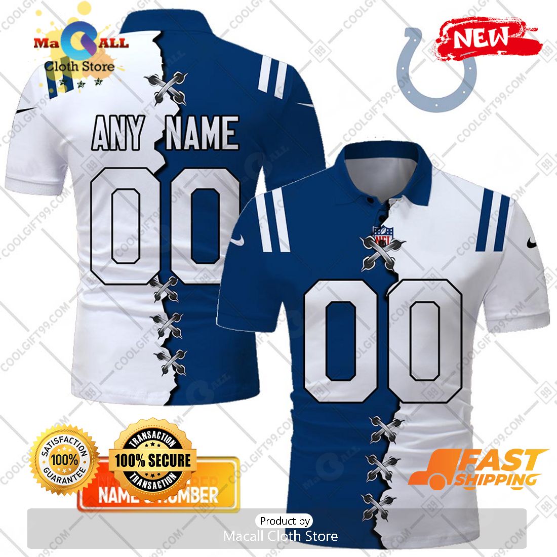 HOT Personalized NFL Indianapolis Colts Mix Jersey Style Polo Shirt HOT Personalized NFL Indianapolis Colts Mix Jersey Style Polo Shirt