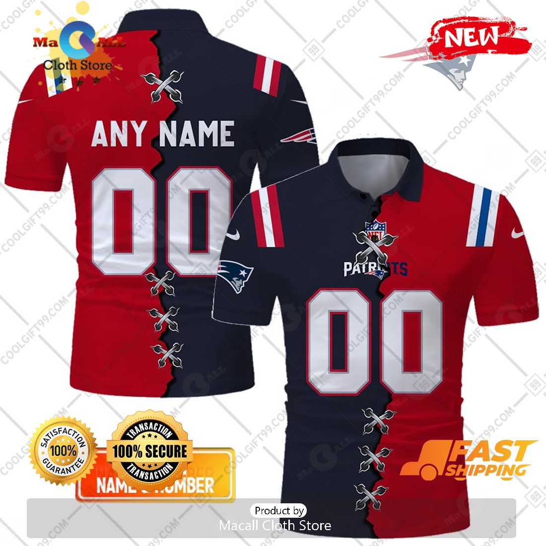 HOT Personalized NFL New England Patriots Mix Jersey Style Polo Shirt HOT Personalized NFL New England Patriots Mix Jersey Style Polo Shirt