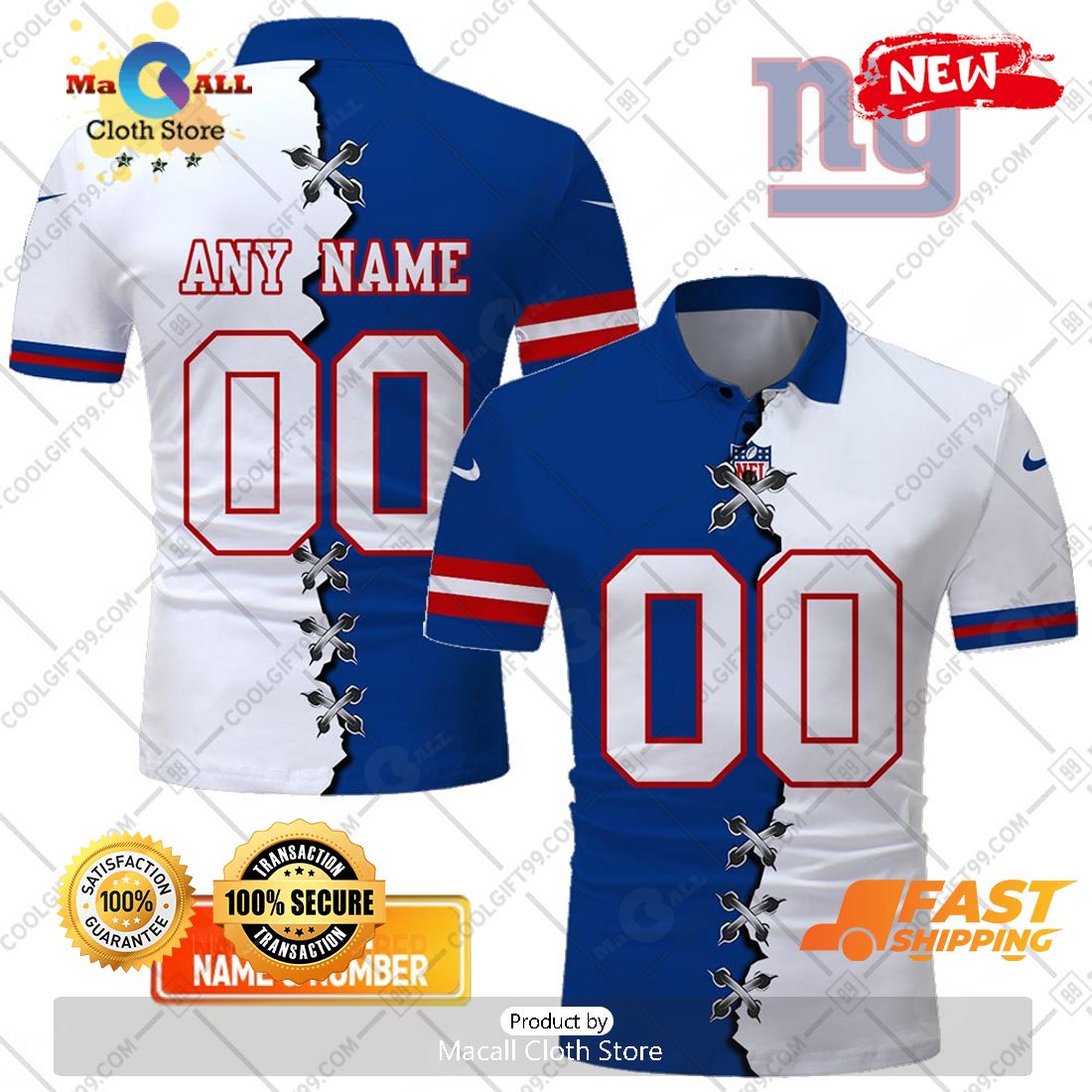 HOT Personalized NFL New York Giants Mix Jersey Style Polo Shirt HOT Personalized NFL New York Giants Mix Jersey Style Polo Shirt