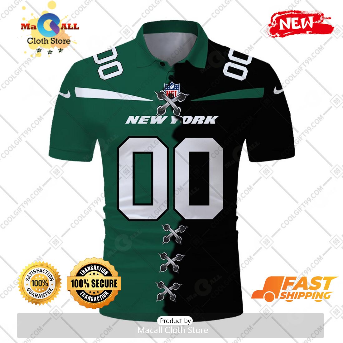 HOT Personalized NFL New York Jets Mix Jersey Style Polo Shirt