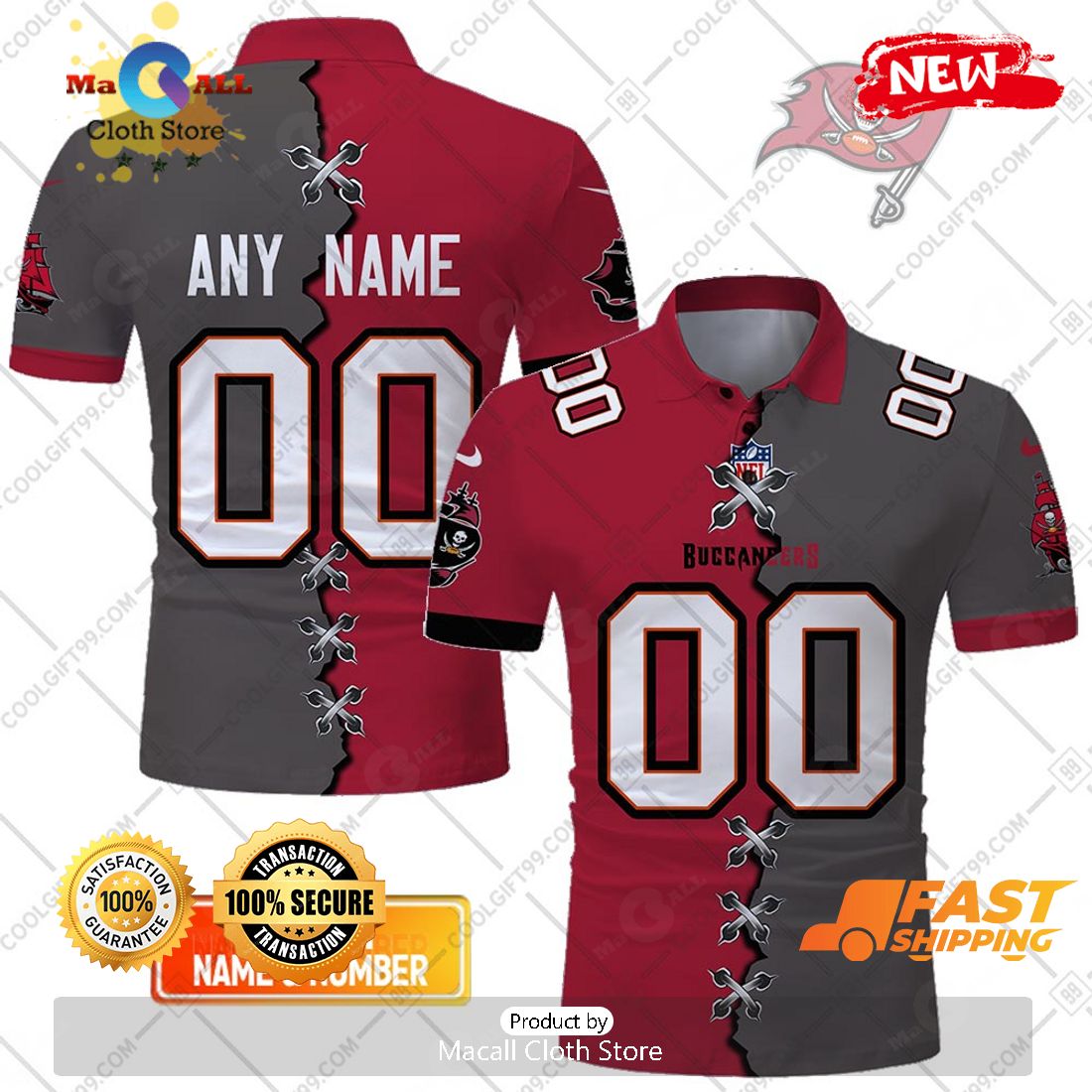HOT Personalized NFL Tampa Bay Buccaneers Mix Jersey Style Polo Shirt HOT Personalized NFL Tampa Bay Buccaneers Mix Jersey Style Polo Shirt