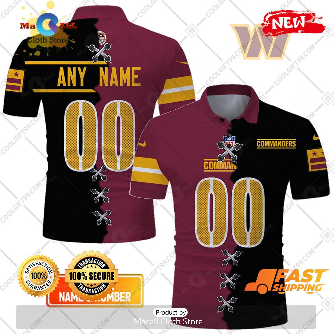 HOT Personalized NFL Washington Commanders Mix Jersey Style Polo Shirt HOT Personalized NFL Washington Commanders Mix Jersey Style Polo Shirt