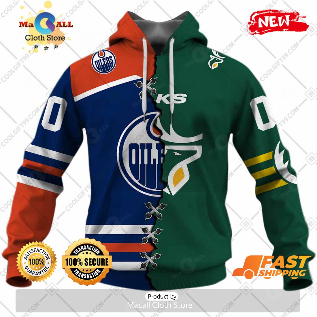 HOT Personalized NHL Edmonton Oilers Mix CFL Edmonton Elks Jersey Style Hoodie Sweatshirt 3D