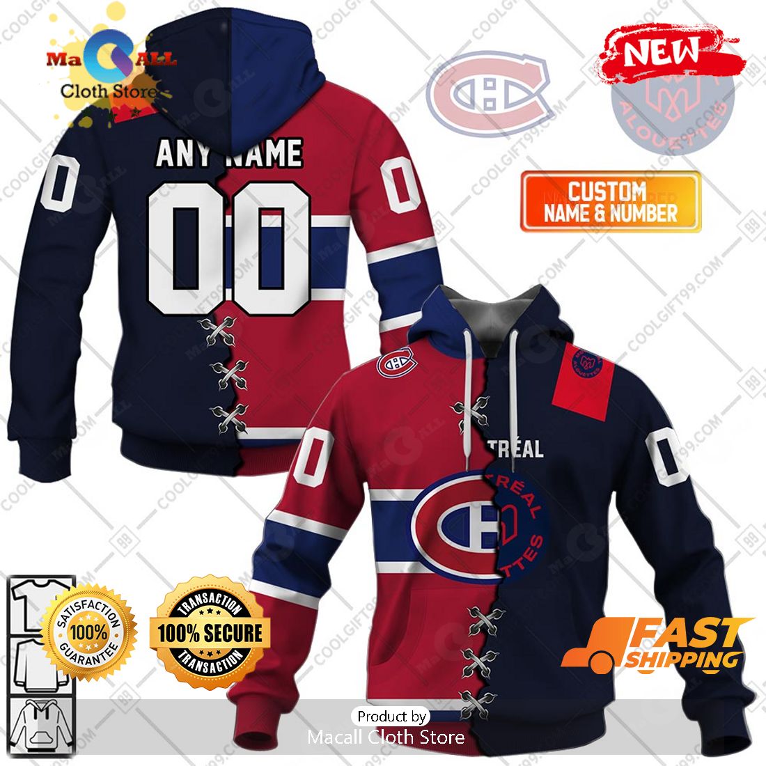 HOT Personalized NHL Montreal Canadiens Mix CFL Montreal Alouettes Jersey Style Hoodie Sweatshirt 3D HOT Personalized NHL Montreal Canadiens Mix CFL Montreal Alouettes Jersey Style Hoodie Sweatshirt 3D