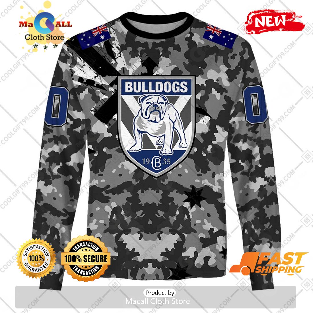 HOT Personalized NRL Canterbury Bankstown Bulldogs Special Camo Military Flag Hoodie Sweatshirt 3D HOT Personalized NRL Canterbury Bankstown Bulldogs Special Camo Military Flag Hoodie Sweatshirt 3D