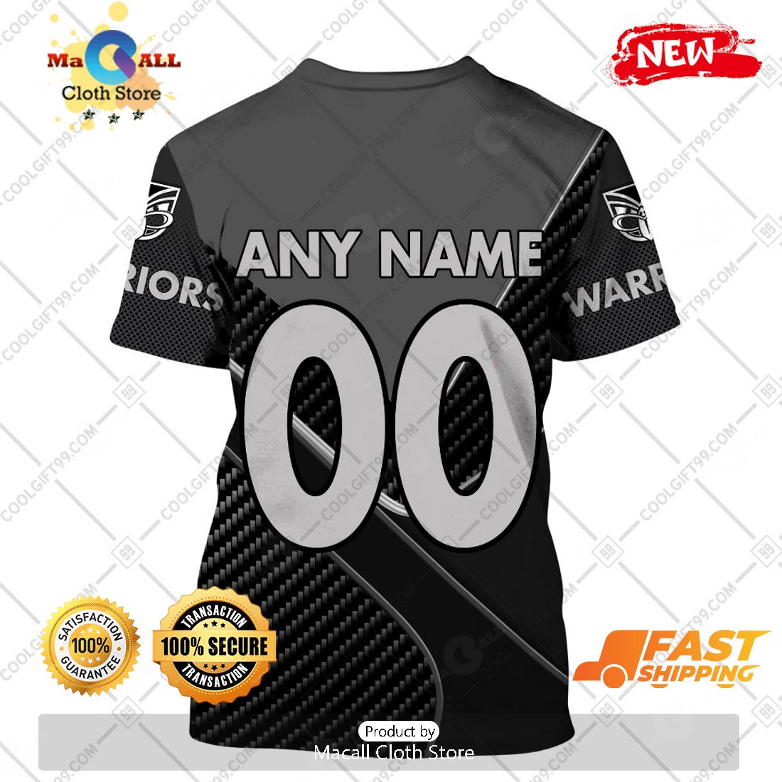 HOT Personalized NRL New Zealand Warriors Carbon Hoodie Sweatshirt 3D