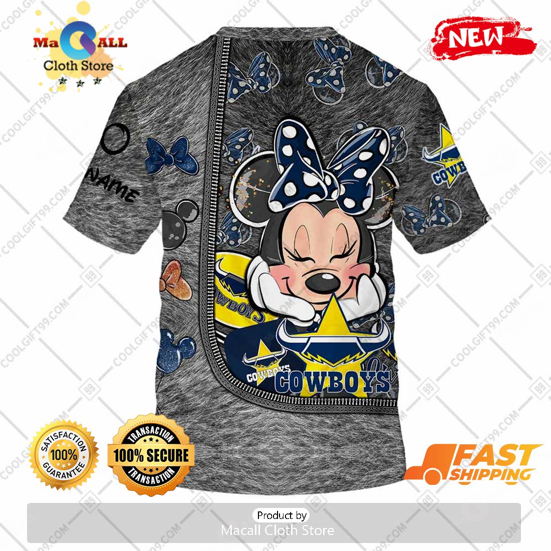 HOT Personalized NRL North Queensland Cowboys Logo and Minnie Mouse Design Hoodie Sweatshirt 3D HOT Personalized NRL North Queensland Cowboys Logo and Minnie Mouse Design Hoodie Sweatshirt 3D