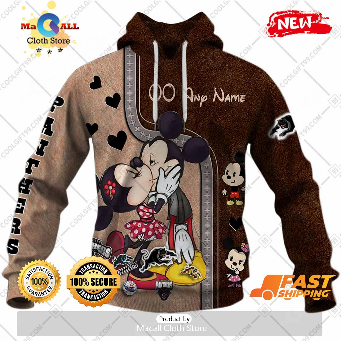 HOT Personalized NRL Penrith Panthers Mickey and Minnie Design Hoodie Sweatshirt 3D