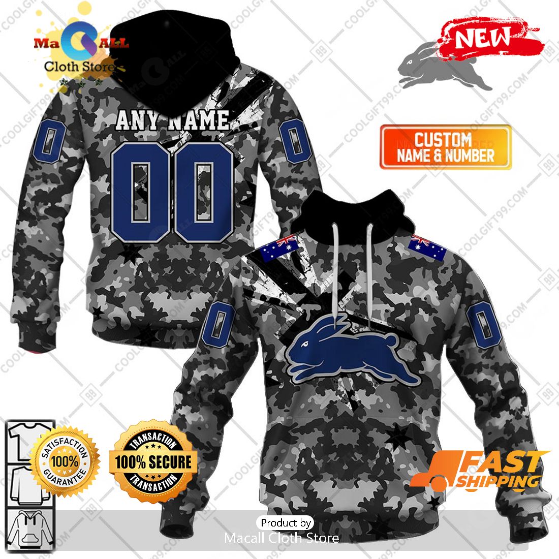 HOT Personalized NRL South Sydney Rabbitohs Special Camo Military Flag Hoodie Sweatshirt 3D HOT Personalized NRL South Sydney Rabbitohs Special Camo Military Flag Hoodie Sweatshirt 3D