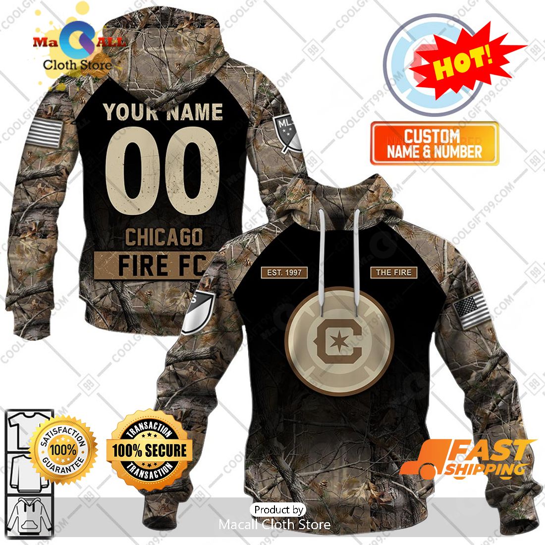 HOT Personalized MLS Chicago Fire FC Camouflage Hoodie Sweatshirt 3D HOT Personalized MLS Chicago Fire FC Camouflage Hoodie Sweatshirt 3D