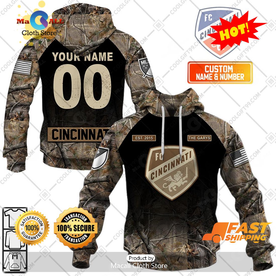 HOT Personalized MLS FC Cincinnati Camouflage Hoodie Sweatshirt 3D HOT Personalized MLS FC Cincinnati Camouflage Hoodie Sweatshirt 3D