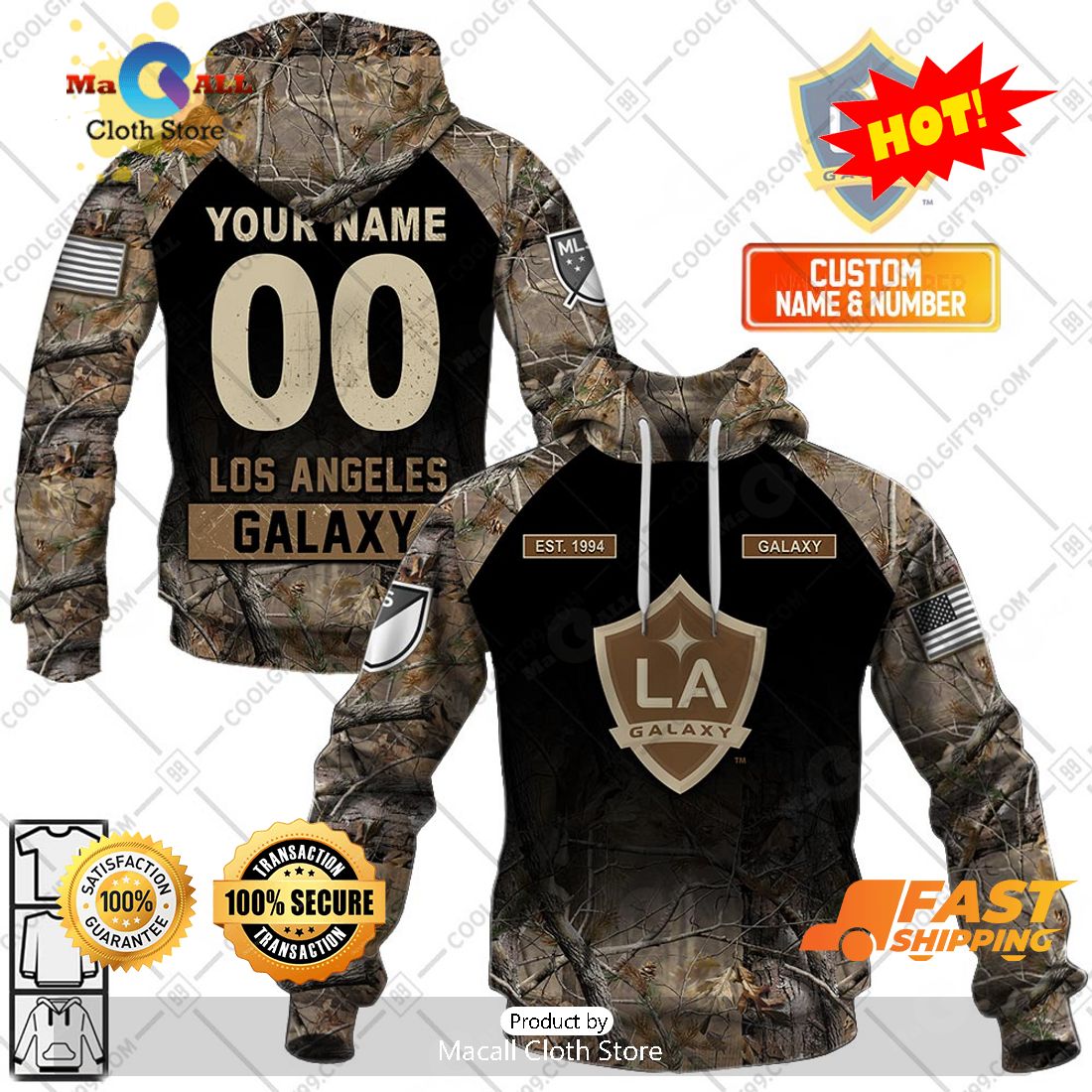 HOT Personalized MLS Los Angeles Galaxy Camouflage Hoodie Sweatshirt 3D HOT Personalized MLS Los Angeles Galaxy Camouflage Hoodie Sweatshirt 3D