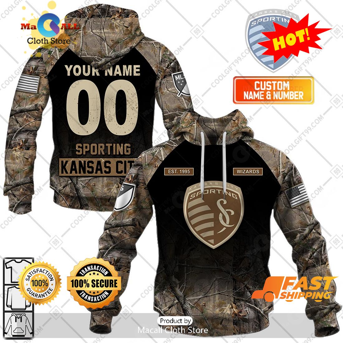 HOT Personalized MLS Sporting Kansas City Camouflage Hoodie Sweatshirt 3D HOT Personalized MLS Sporting Kansas City Camouflage Hoodie Sweatshirt 3D