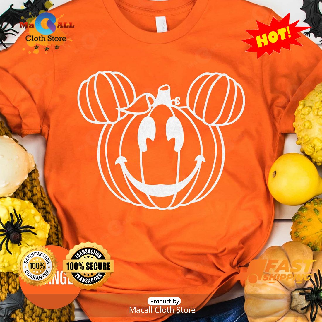 HOT Mickey Pumpkin Halloween Classic T-Shirt - Macall Cloth Store ...