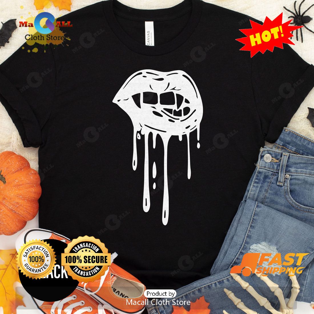 HOT Sexy Vampire Lips Halloween Classic T-Shirt HOT Sexy Vampire Lips Halloween Classic T-Shirt