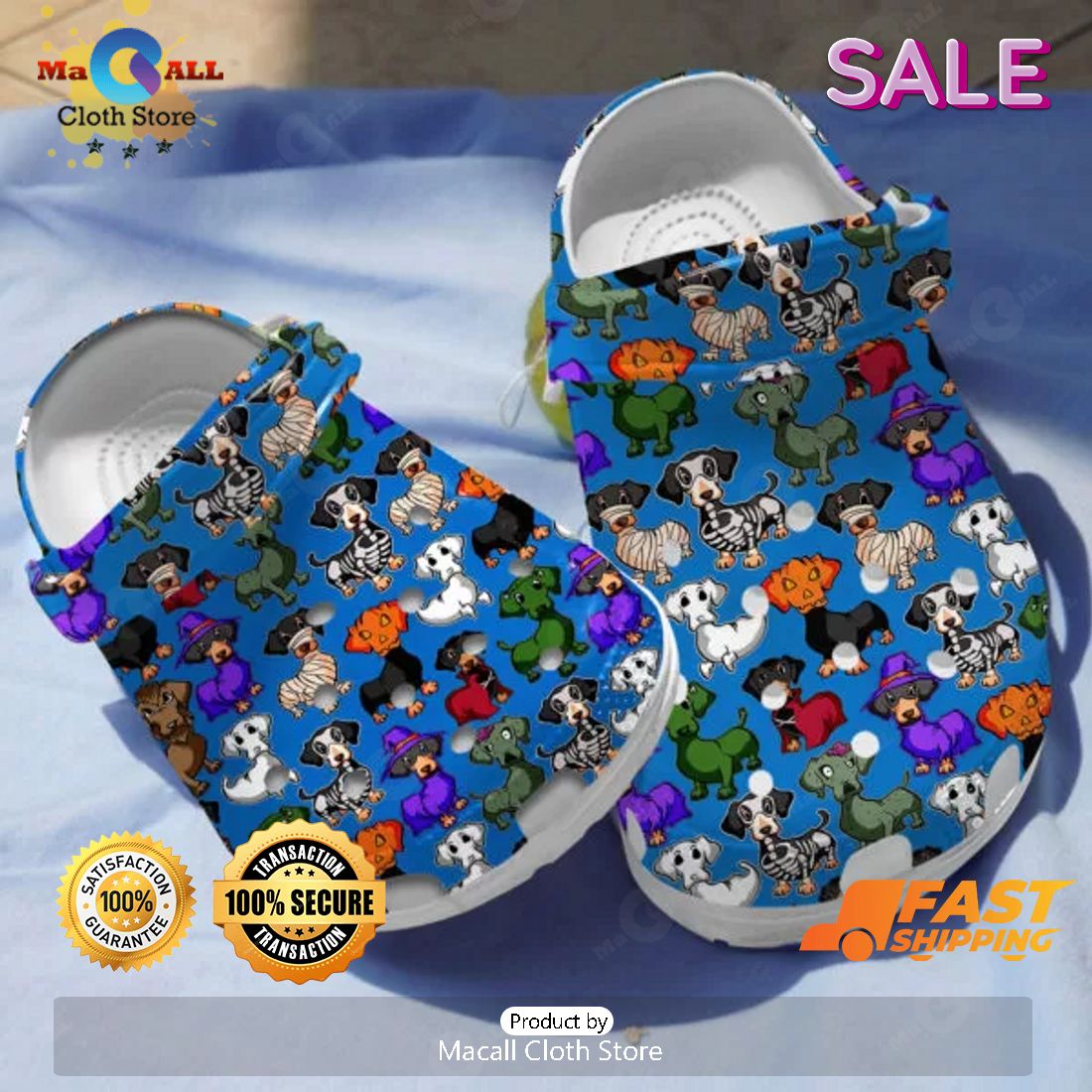 SALE Cute Dachshund Pattern Halloween Crocs