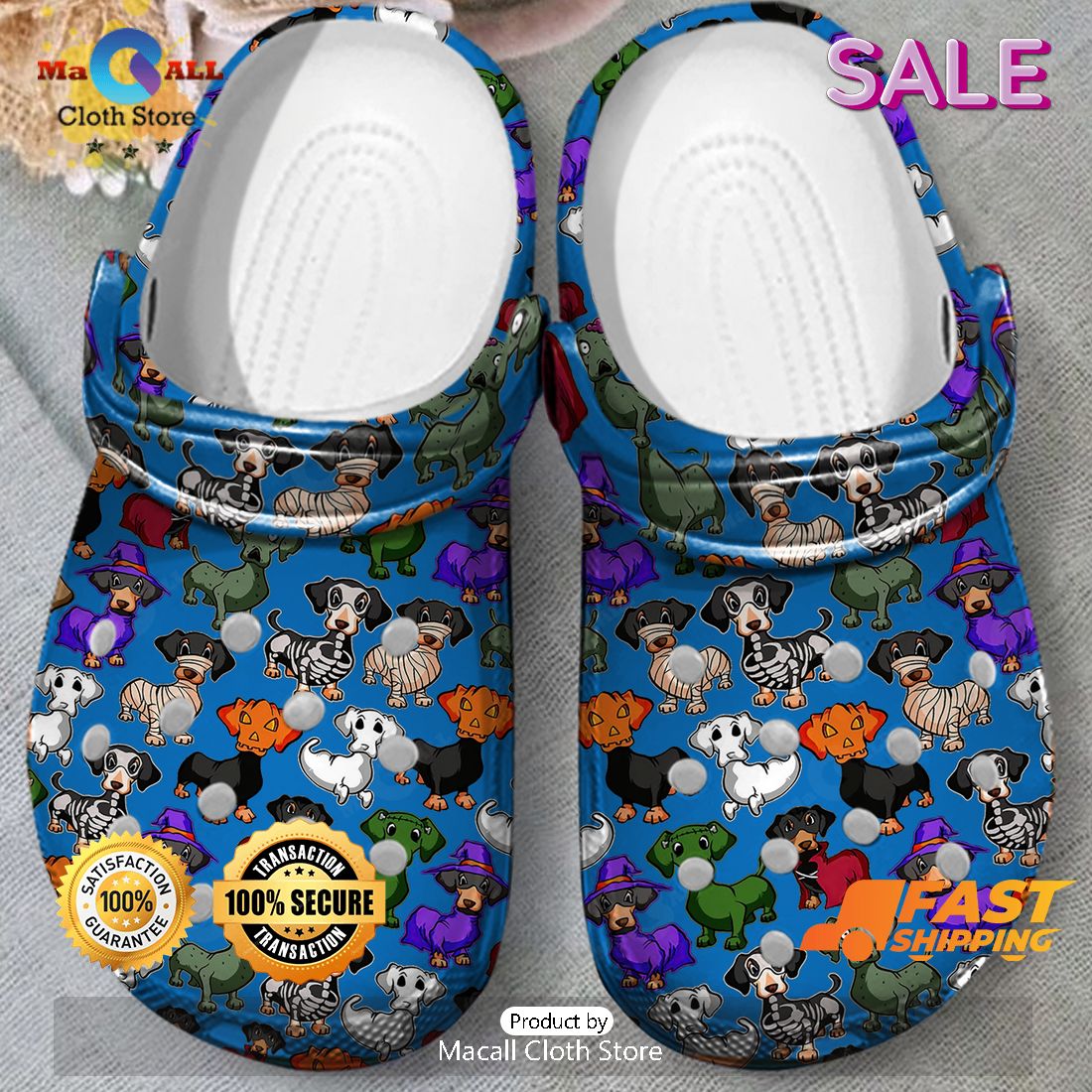 SALE Cute Dachshund Pattern Halloween Crocs SALE Cute Dachshund Pattern Halloween Crocs