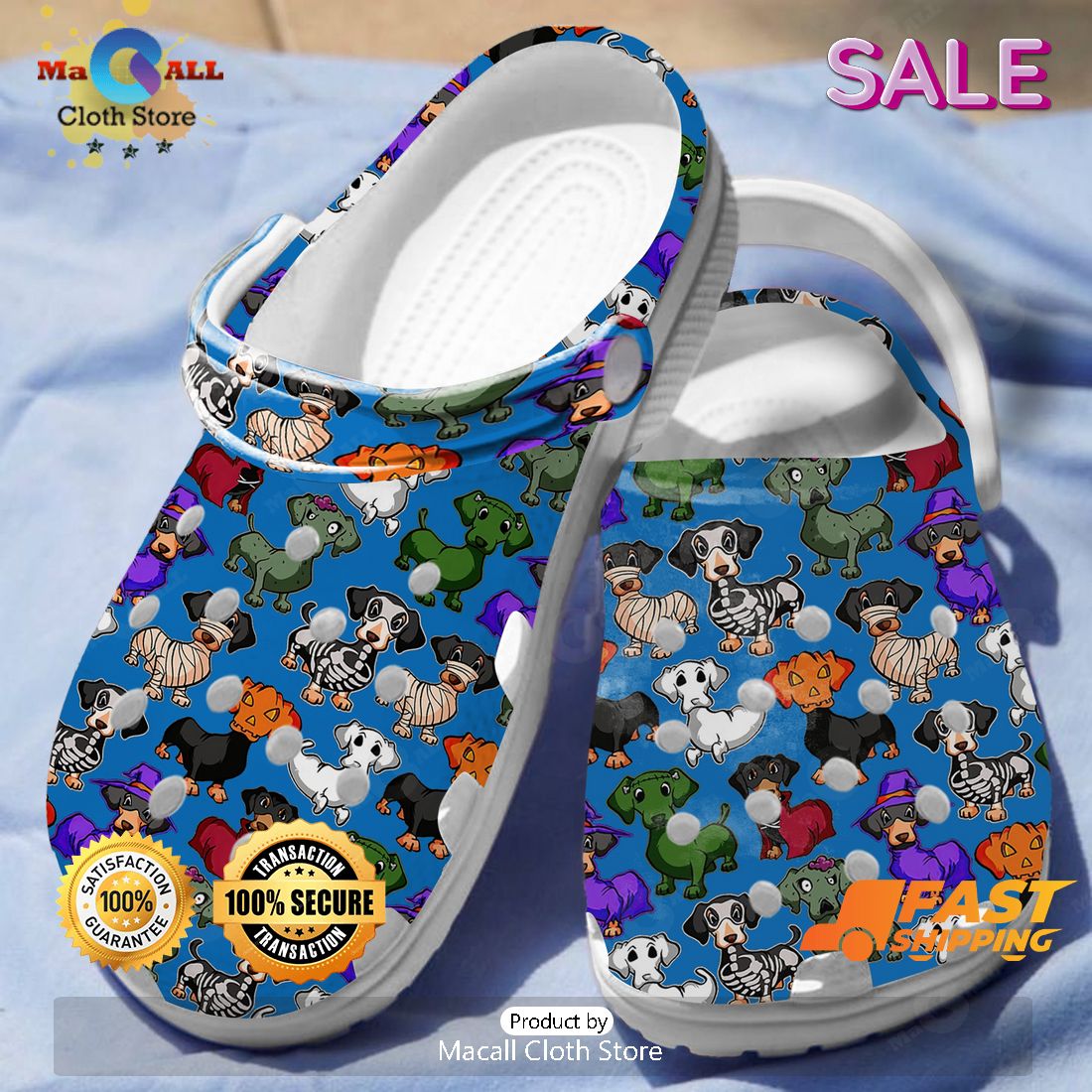 SALE Cute Dachshund Pattern Halloween Crocs SALE Cute Dachshund Pattern Halloween Crocs