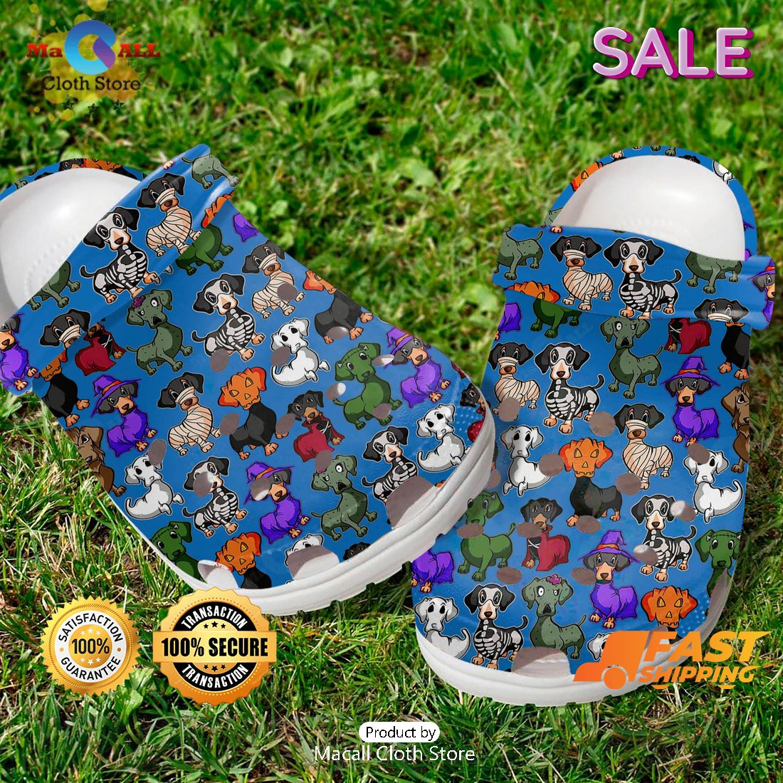 SALE Cute Dachshund Pattern Halloween Crocs SALE Cute Dachshund Pattern Halloween Crocs