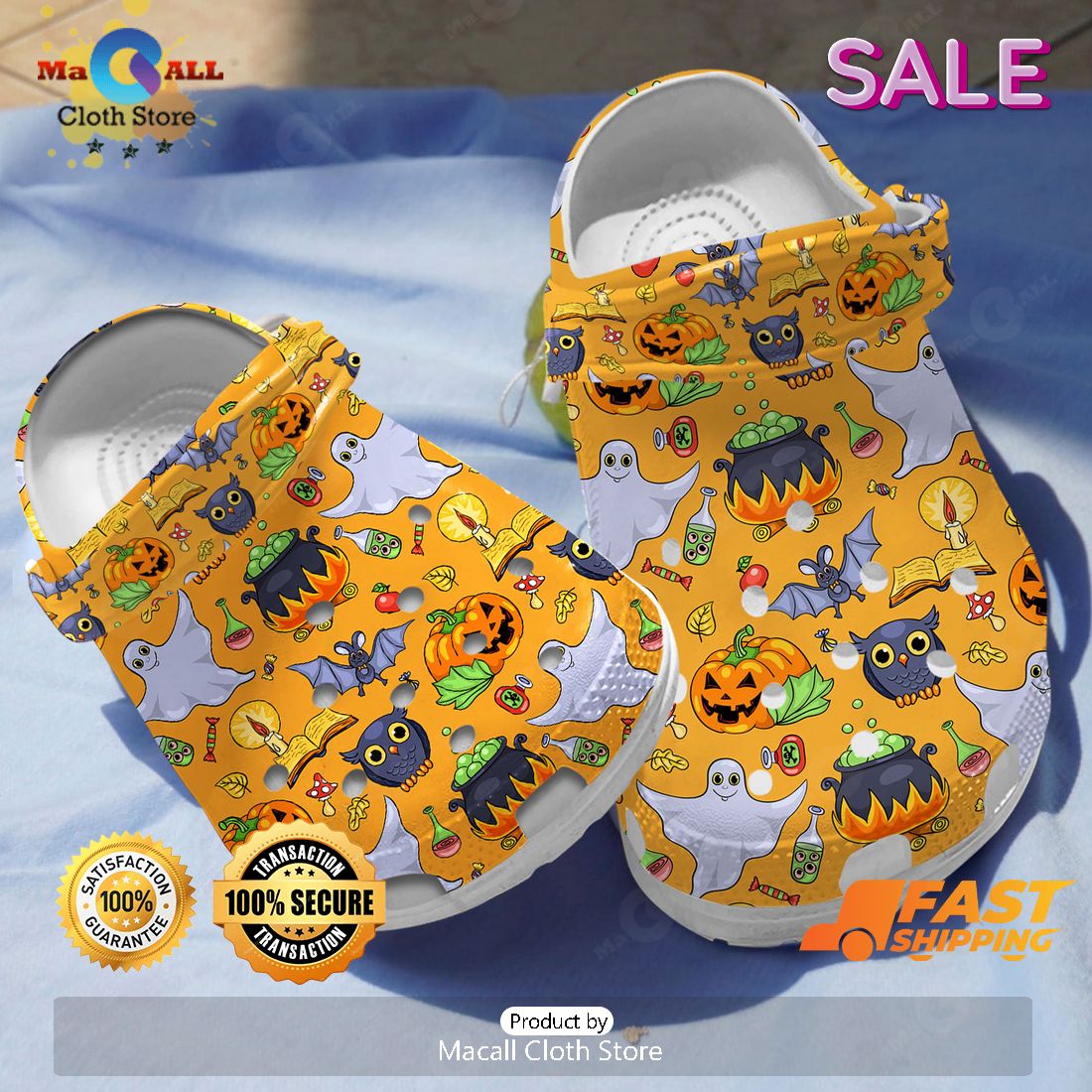 SALE Cute Ghost Pumpkin Halloween Night Crocs SALE Cute Ghost Pumpkin Halloween Night Crocs