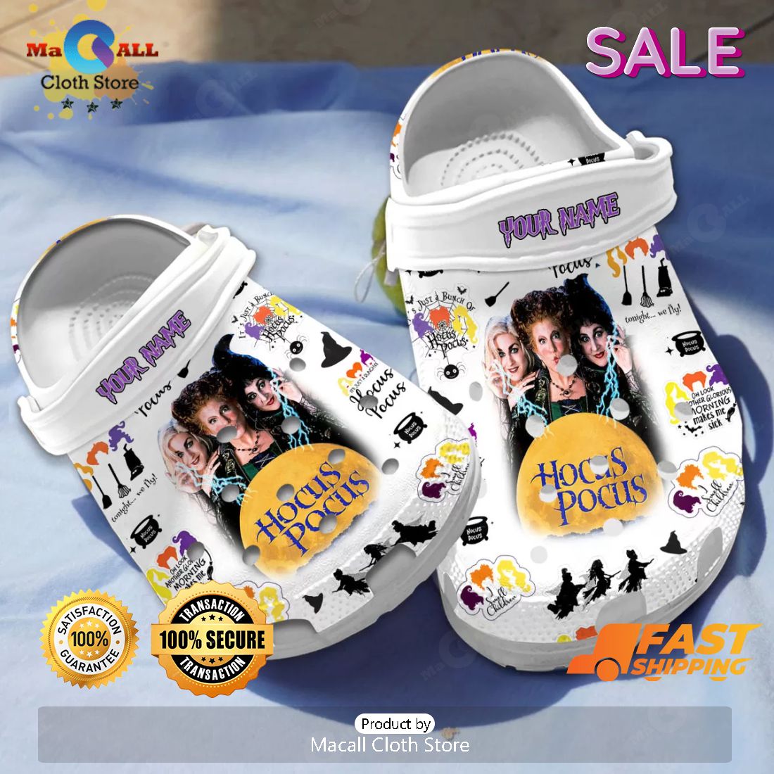 SALE Halloween Crocs, Hocus Pocus Fandom White Crocs SALE Halloween Crocs, Hocus Pocus Fandom White Crocs