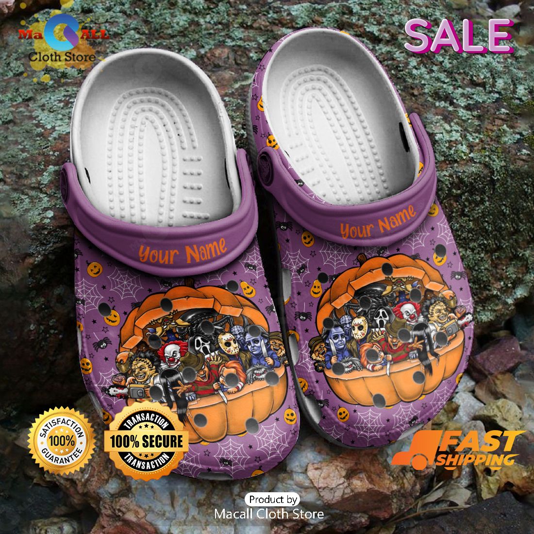 SALE Personalized Horror Movie Character Spider Webs Halloween Crocs