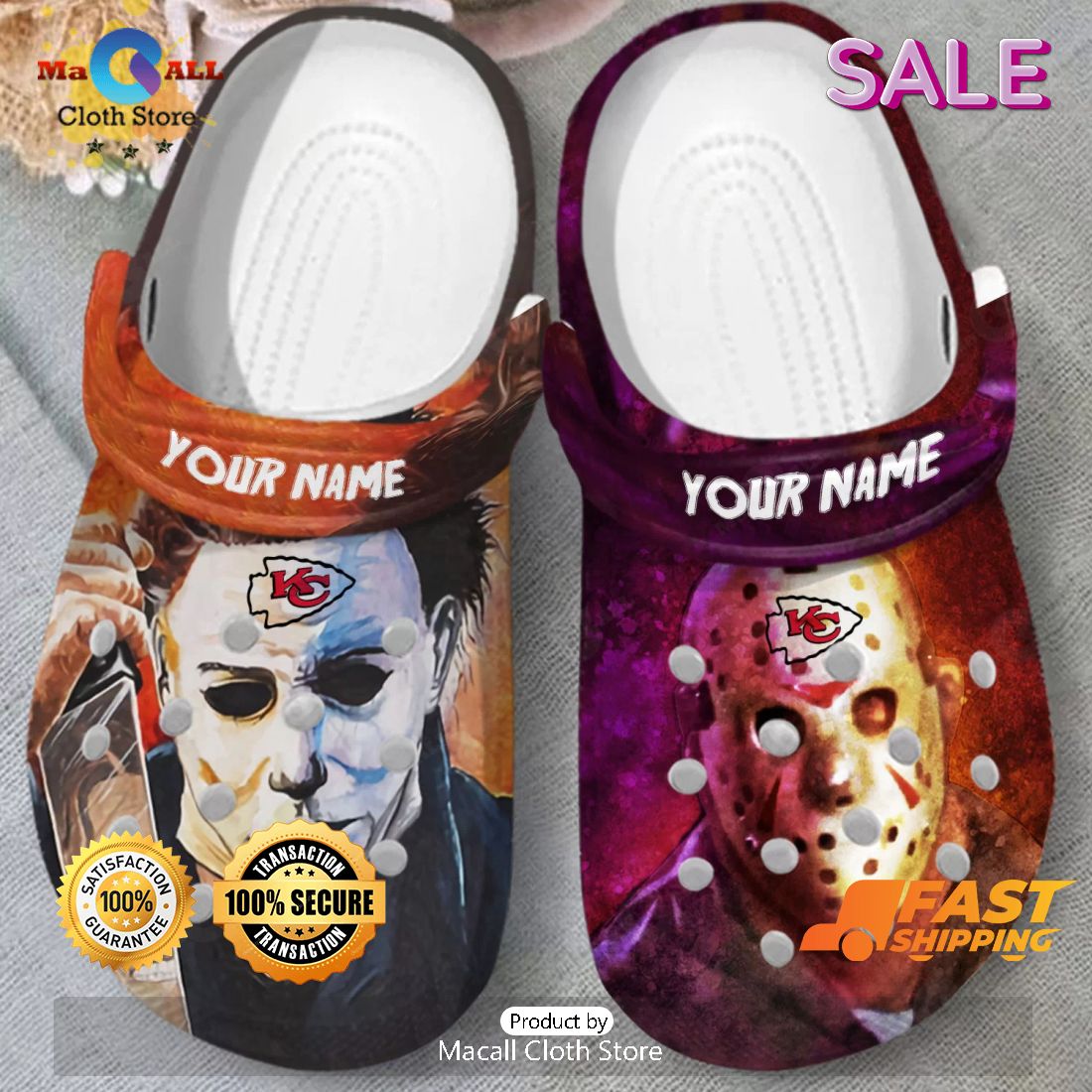 Personalized Kansas City Chiefs Crocs Friday the 13th, Halloween