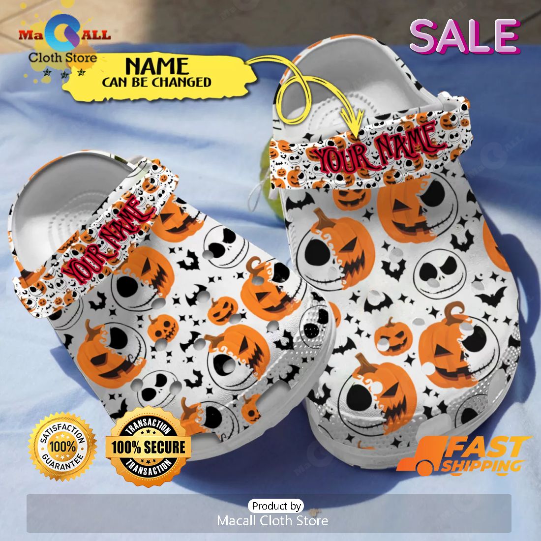 SALE Pumpkin Jack Crocs, Halloween Custom Name Crocs SALE Pumpkin Jack Crocs, Halloween Custom Name Crocs