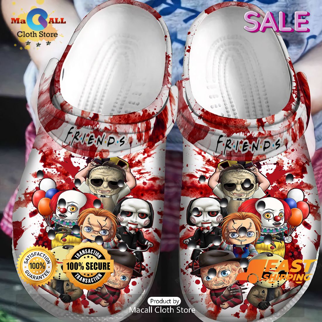 SALE Scary Movie Villains Red Stain Halloween Crocs SALE Scary Movie Villains Red Stain Halloween Crocs