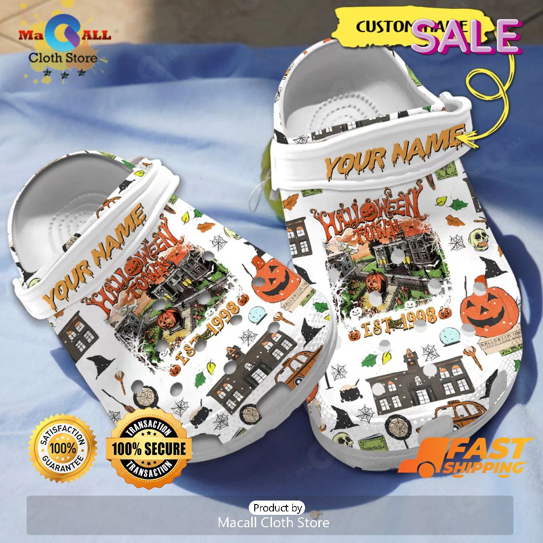 SALE Special Halloweentown With Pumpkin Custom Name Crocs SALE Special Halloweentown With Pumpkin Custom Name Crocs