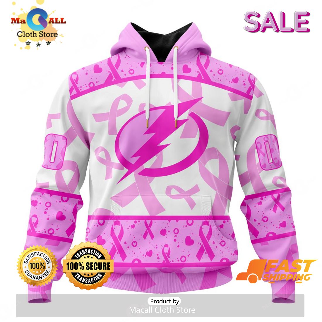 SALE Personalized NHL Tampa Bay Lightning Special Pink October Breast Cancer Awareness Month Hoodie Sweatshirt 3D SALE Personalized NHL Tampa Bay Lightning Special Pink October Breast Cancer Awareness Month Hoodie Sweatshirt 3D