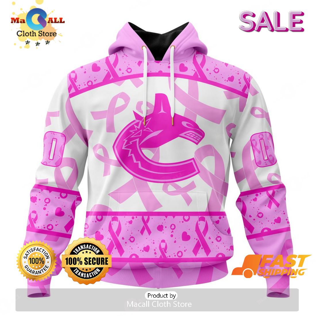 SALE Personalized NHL Vancouver Canucks Special Pink October Breast Cancer Awareness Month Hoodie Sweatshirt 3D