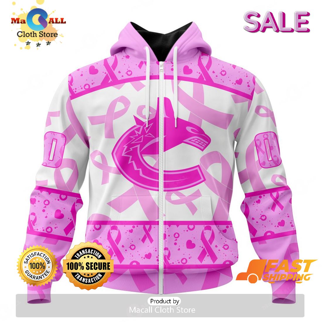 SALE Personalized NHL Vancouver Canucks Special Pink October Breast Cancer Awareness Month Hoodie Sweatshirt 3D