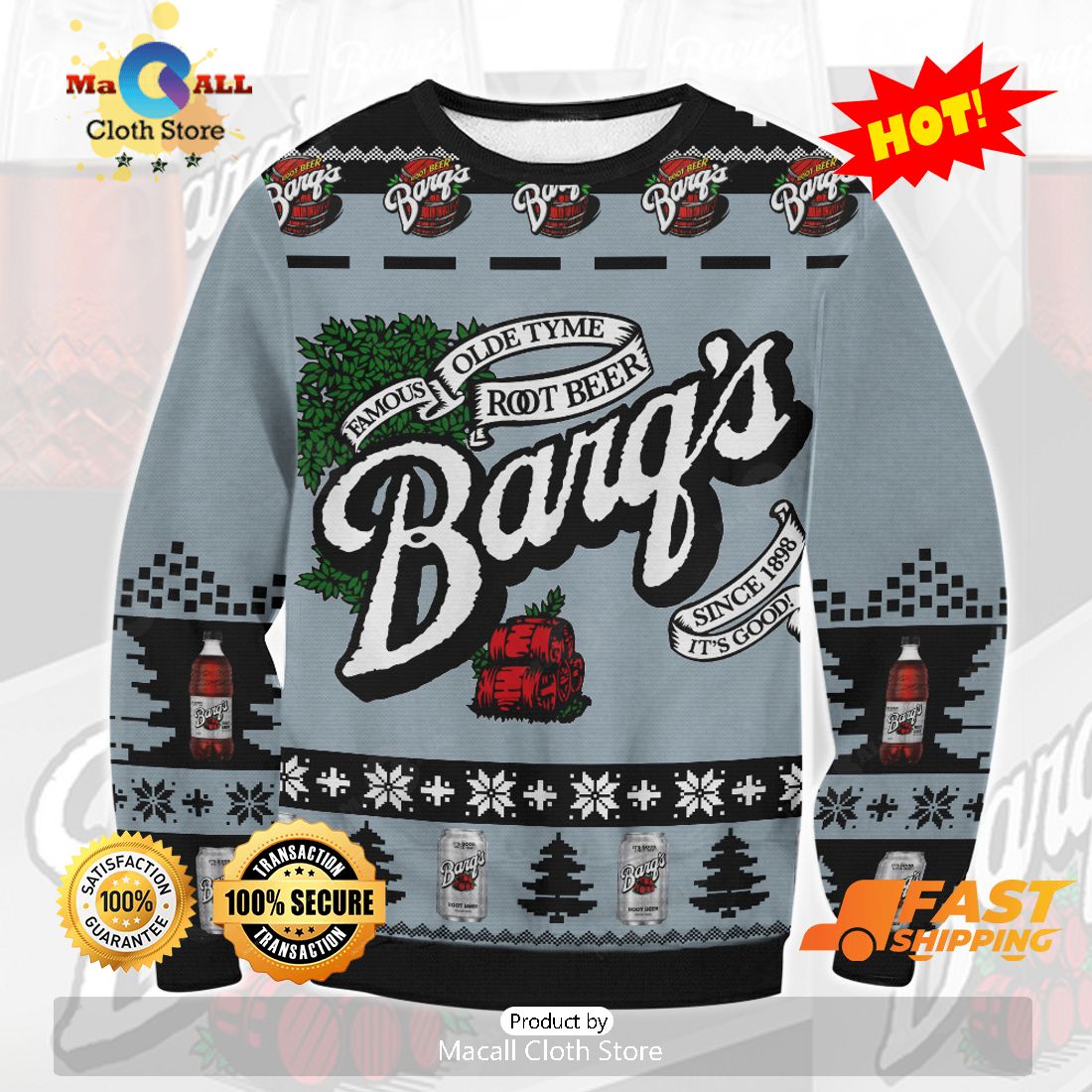 HOT TREND Barq's Root Beer Ugly Christmas Sweater, Gifts For Xmas Day HOT TREND Barq's Root Beer Ugly Christmas Sweater, Gifts For Xmas Day