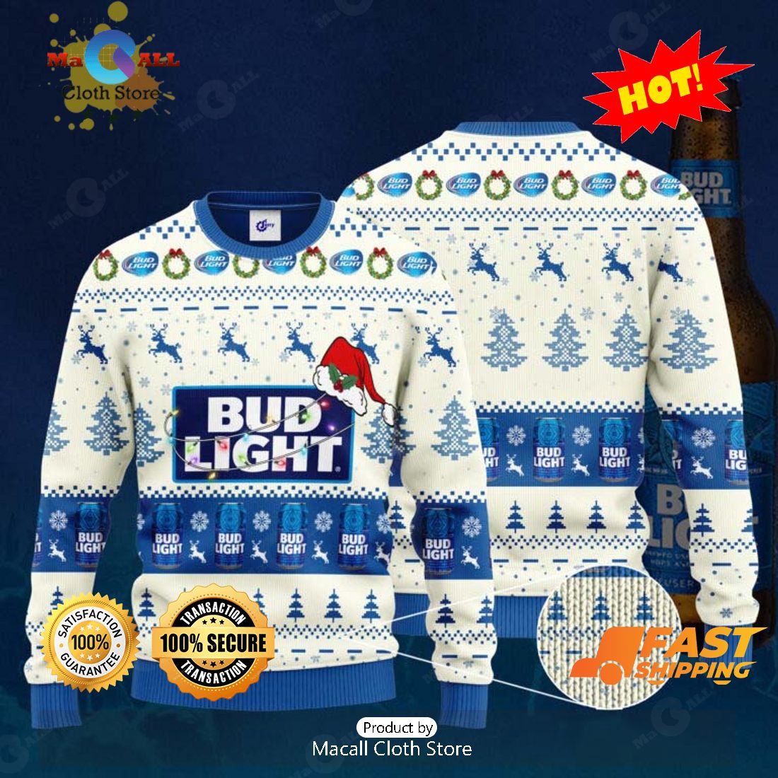 HOT TREND Bud Light Santa Hat Christmas Ugly Christmas Christmas Sweater HOT TREND Bud Light Santa Hat Christmas Ugly Christmas Christmas Sweater