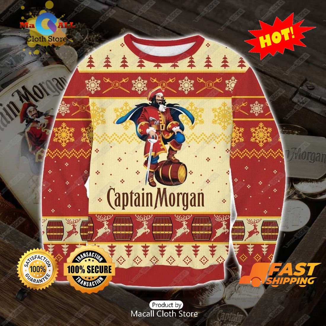 HOT TREND Captain Morgan Ugly Christmas Sweater, Gifts For Xmas Day HOT TREND Captain Morgan Ugly Christmas Sweater, Gifts For Xmas Day