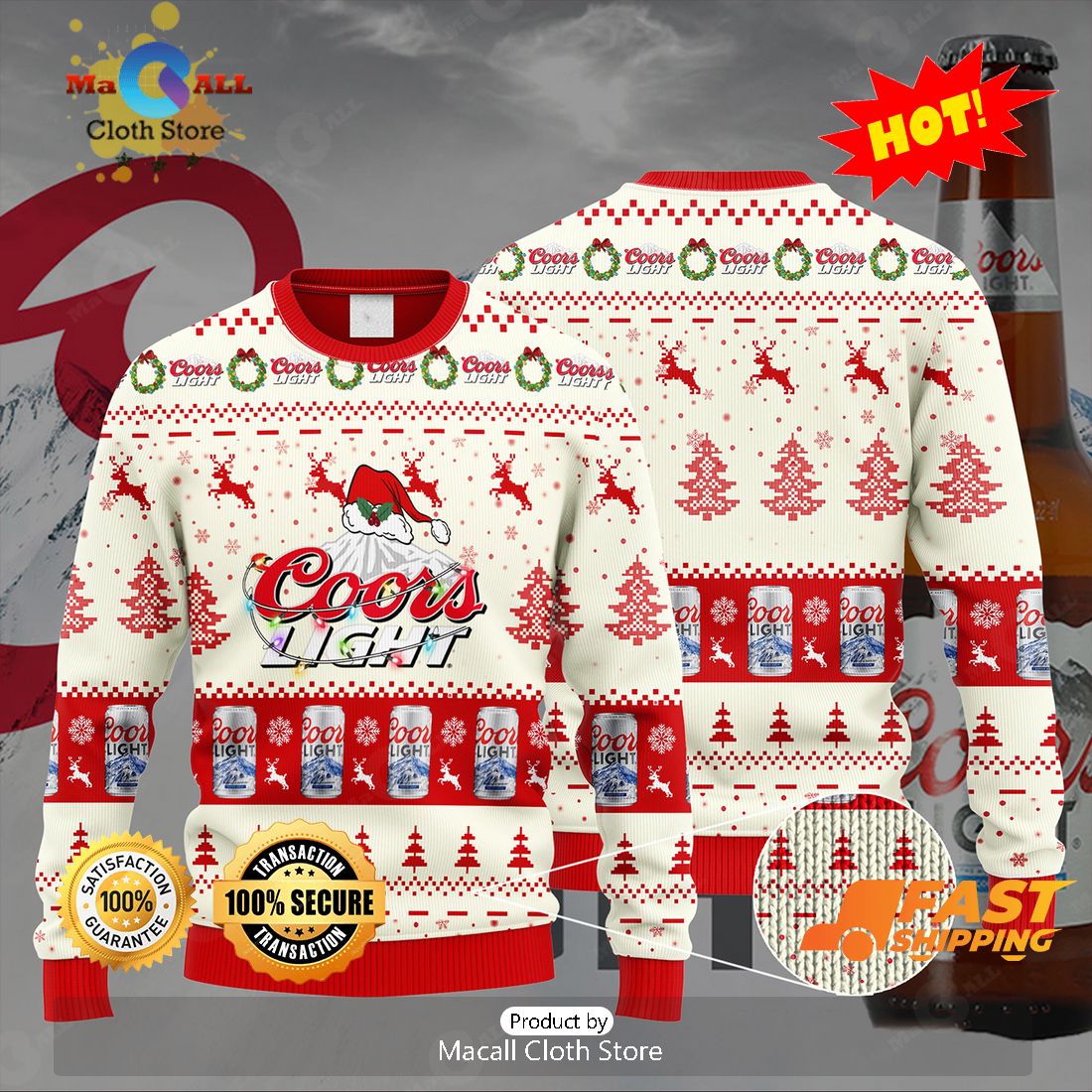 HOT TREND Coors Light Santa Hat Christmas Ugly Christmas Christmas Sweater HOT TREND Coors Light Santa Hat Christmas Ugly Christmas Christmas Sweater