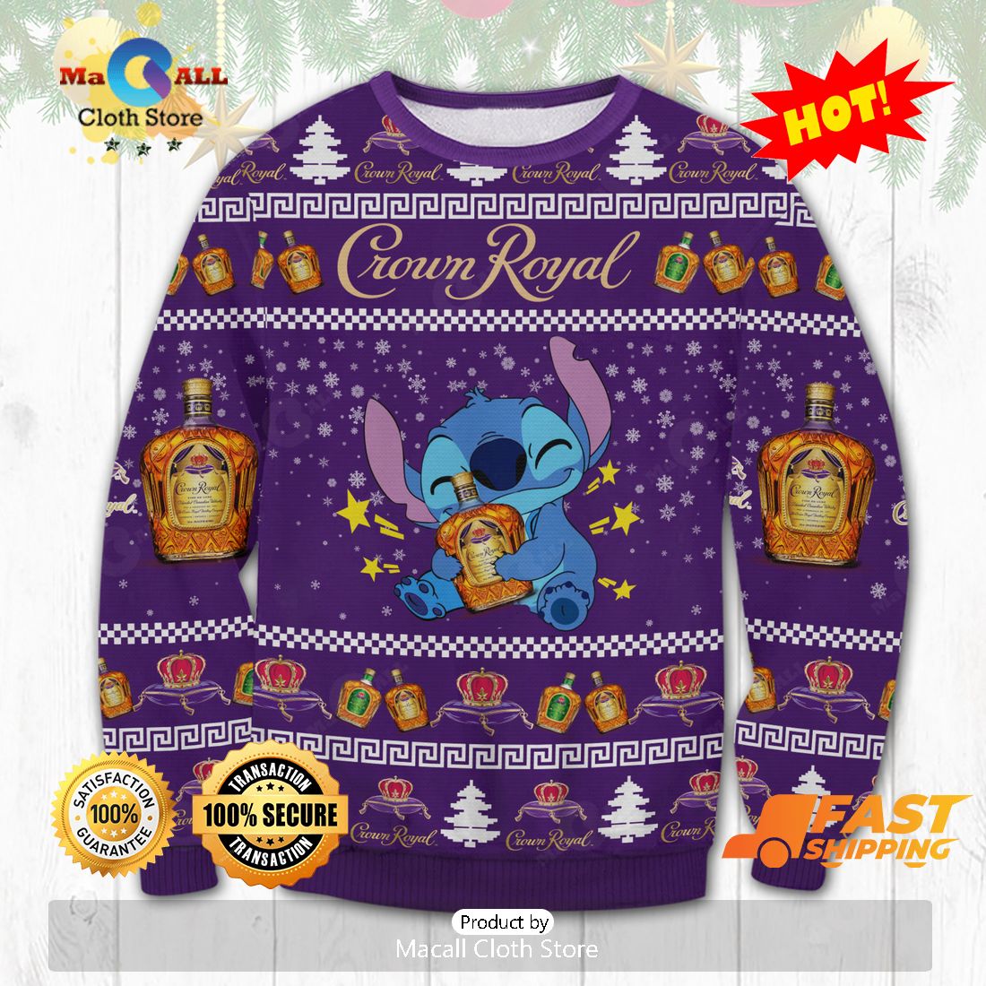 HOT TREND Crown Royal Stitch Ugly Christmas Sweater, Gifts For Xmas Day HOT TREND Crown Royal Stitch Ugly Christmas Sweater, Gifts For Xmas Day