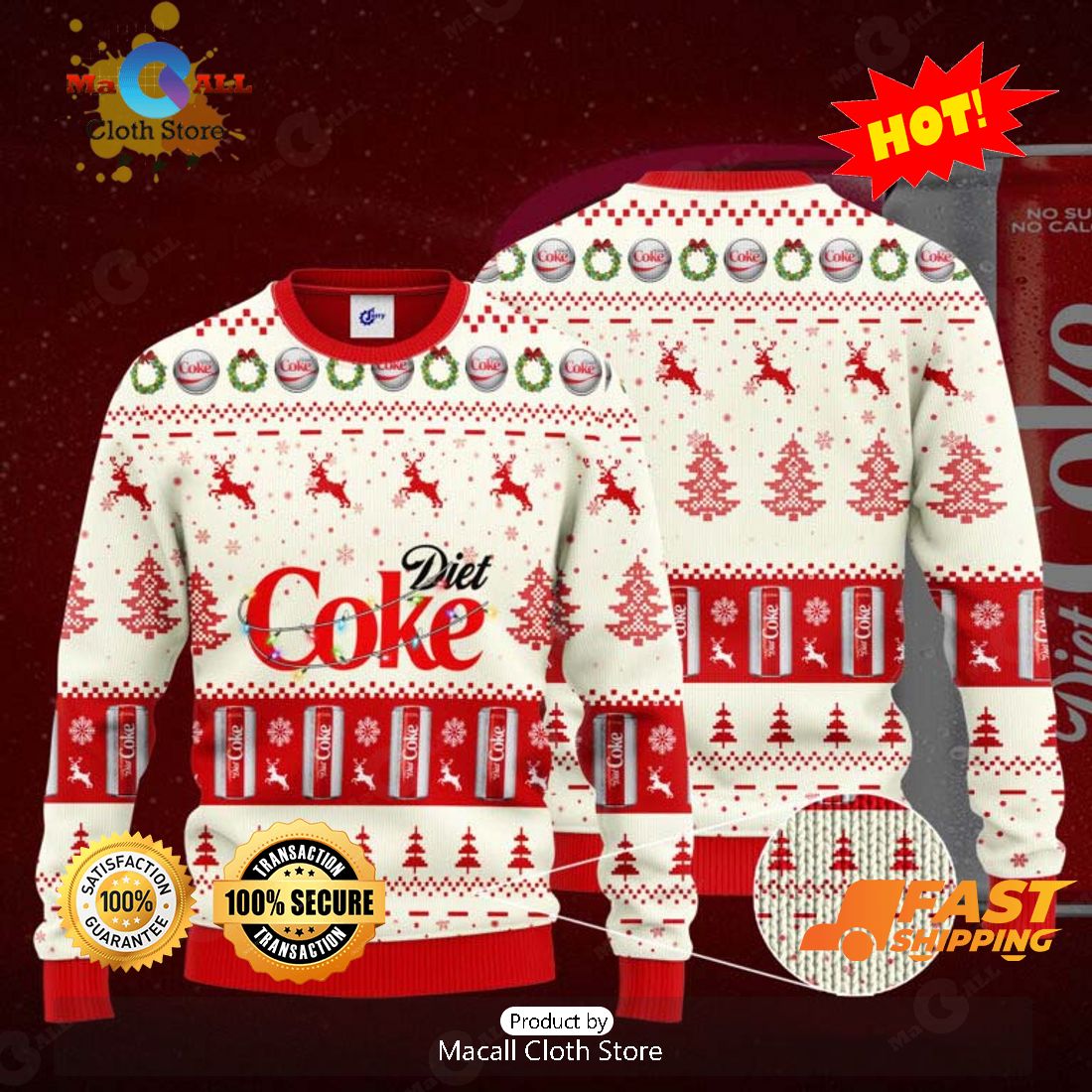 HOT TREND Diet Coke Santa Hat Christmas Ugly Christmas Christmas Sweater HOT TREND Diet Coke Santa Hat Christmas Ugly Christmas Christmas Sweater