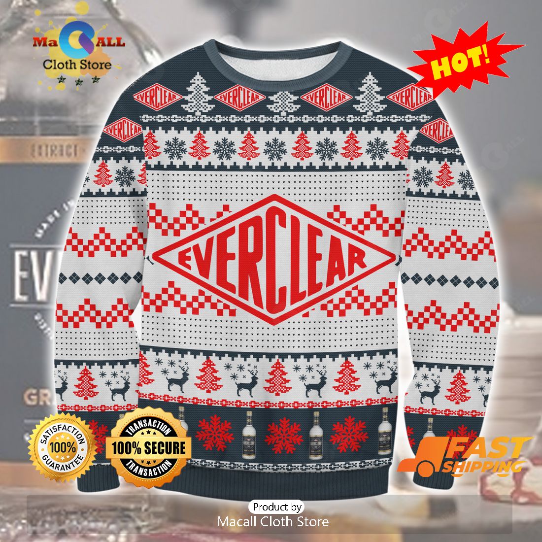 HOT TREND Everclear Ugly Christmas Sweater, Gifts For Xmas Day