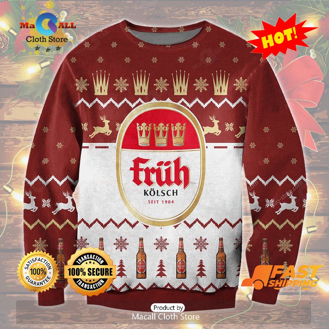 HOT TREND Fruh Kolsch Ugly Christmas Sweater, Gifts For Xmas Day